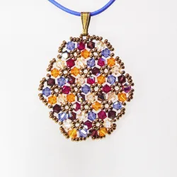 Pendant 30cm - Malvina Oval-Lavender Leather - Pendant 30cm - Laiton bronze